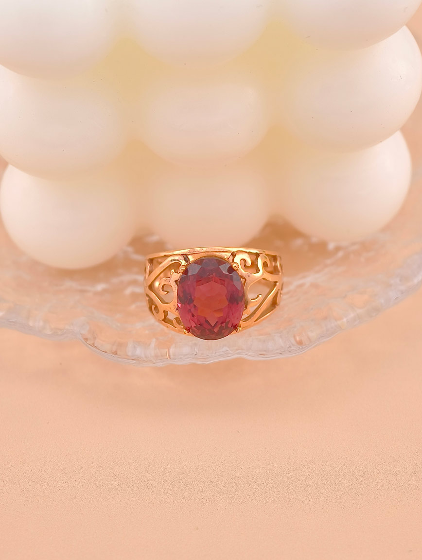 18k Gold Inlaid Oval Tourmaline Ring image