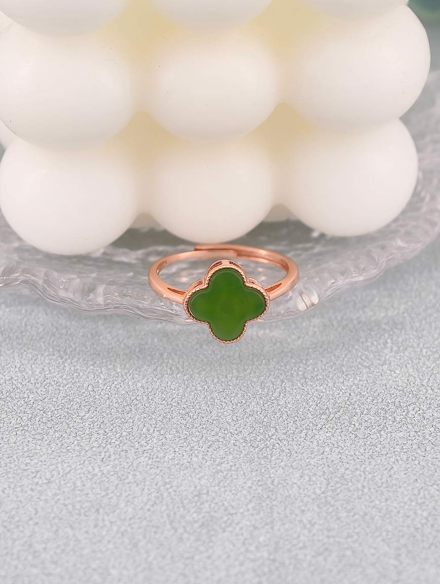 Natural Four Leaf Clover Jasper Ring image