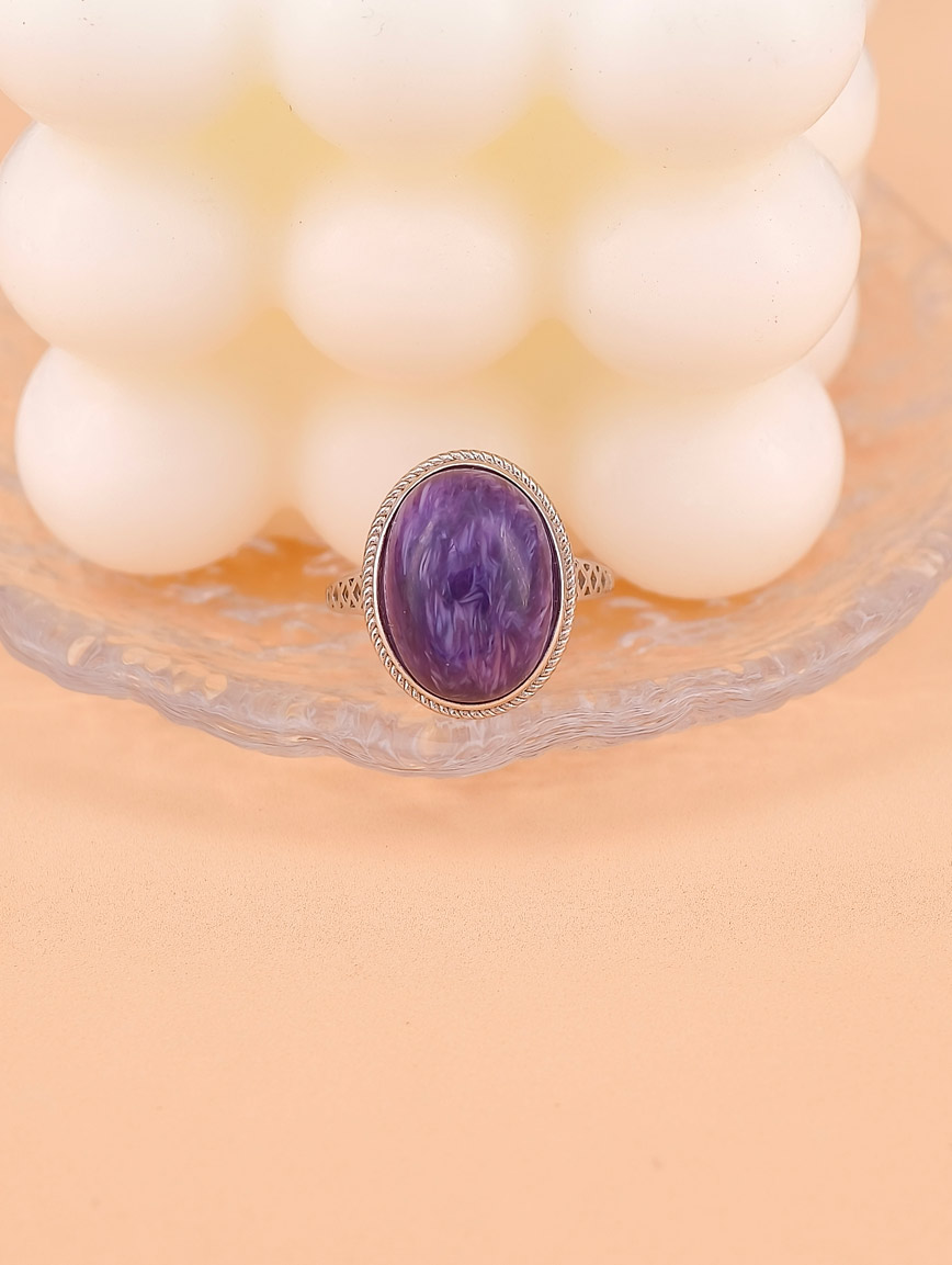 Natural Purple Dragon Crystal Simple Ring image