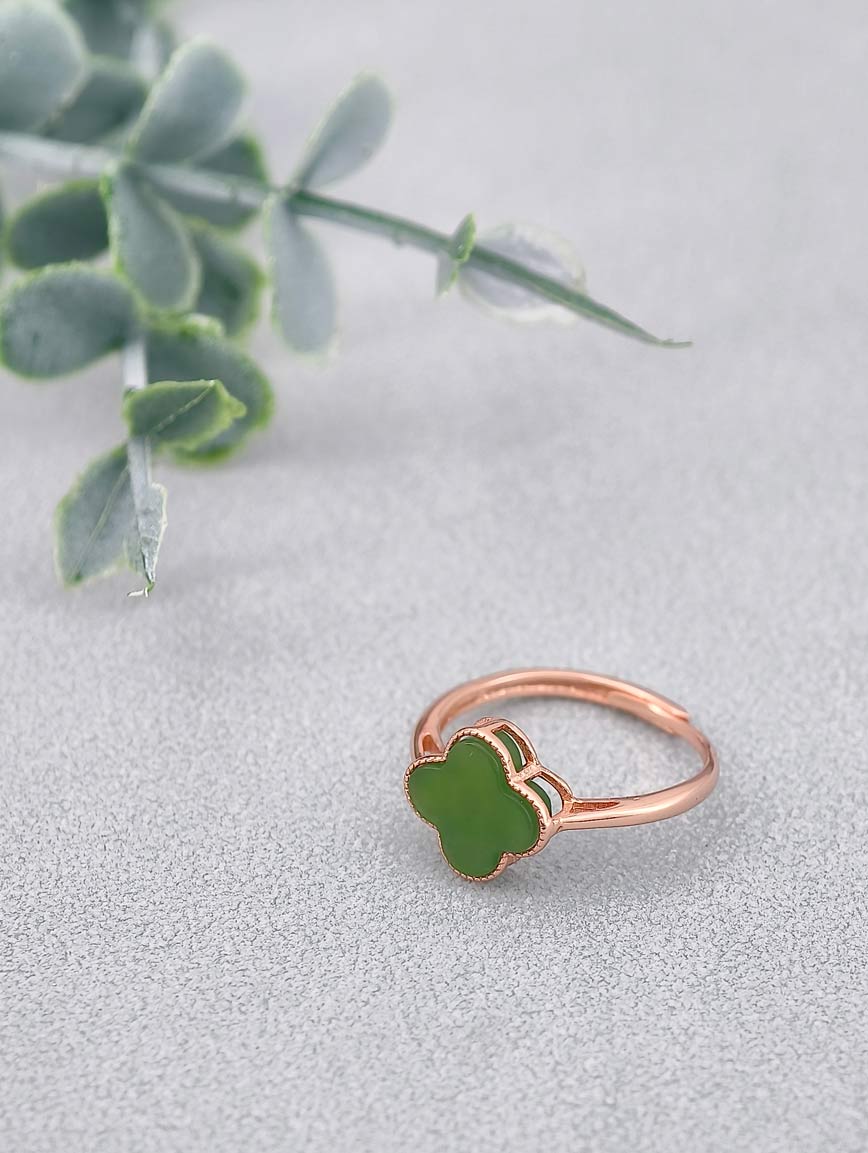 Natural Four Leaf Clover Jasper Ring image