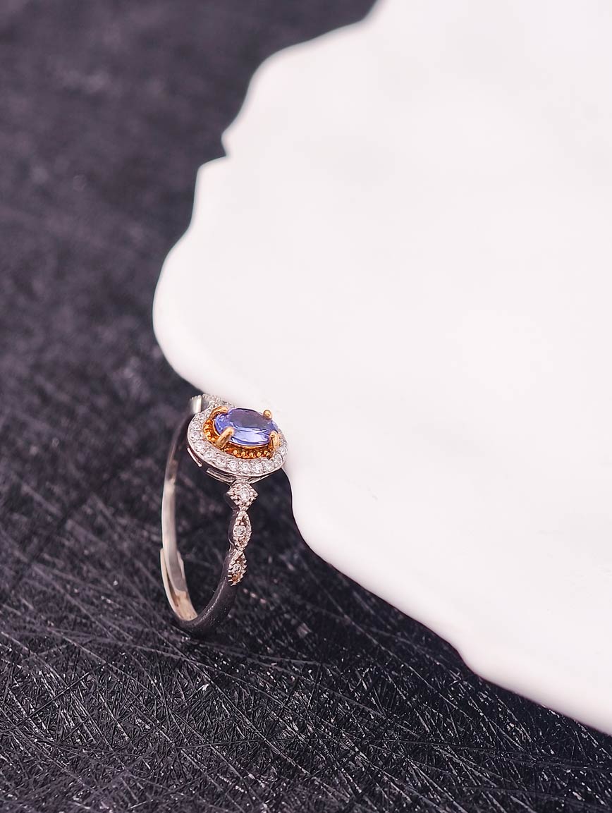 Natural Sterling Silver Gold Plated Tanzanite Ring image