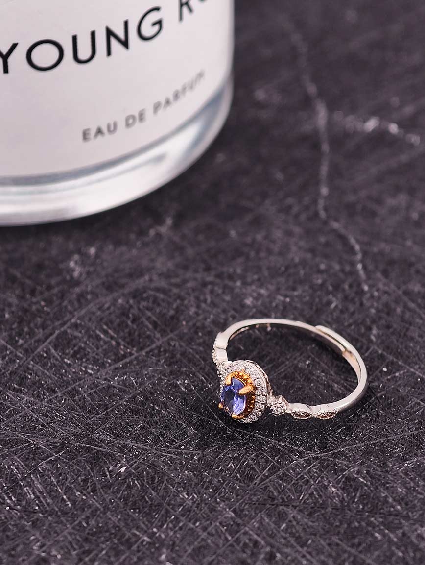 Natural Sterling Silver Gold Plated Tanzanite Ring image