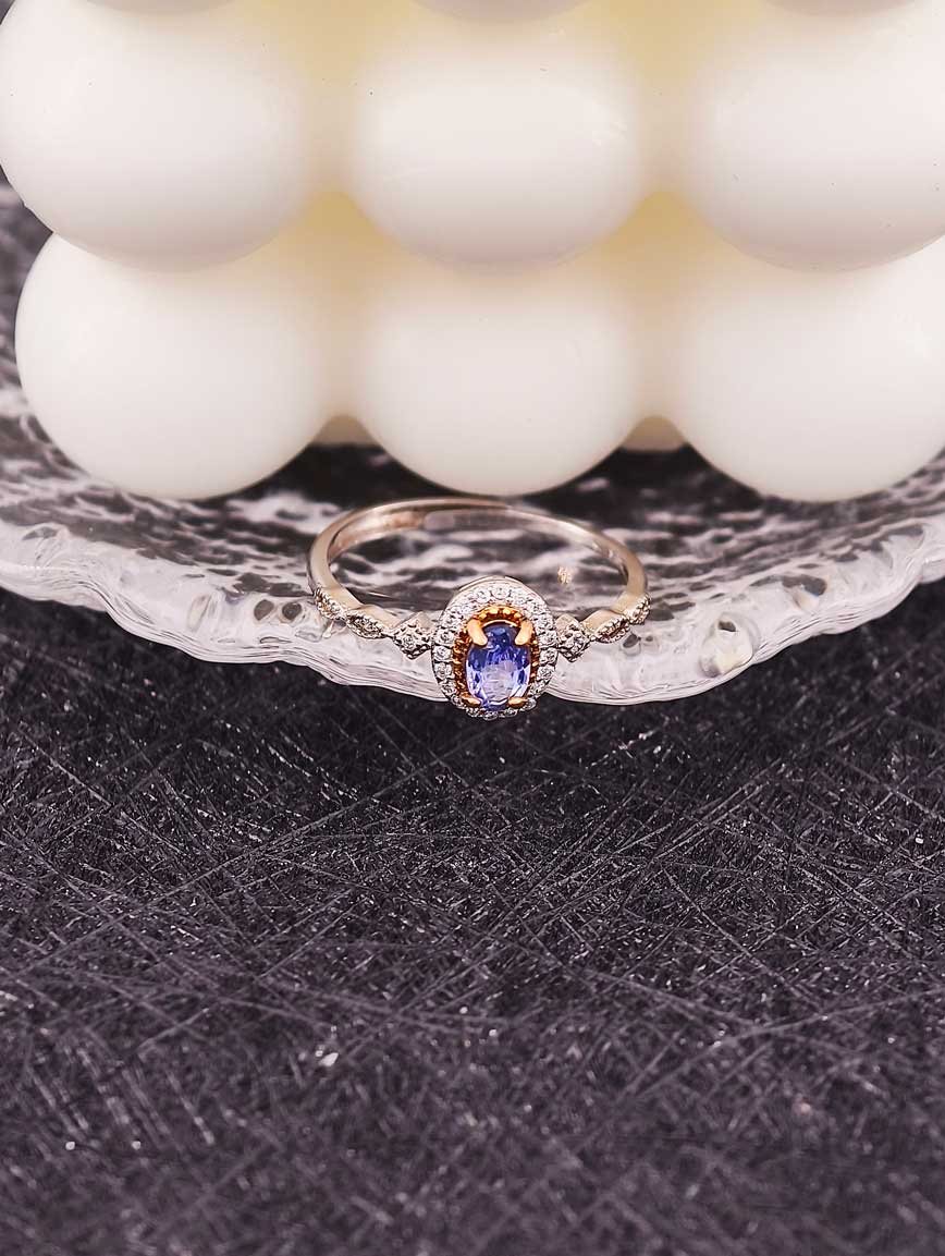 Natural Sterling Silver Gold Plated Tanzanite Ring image