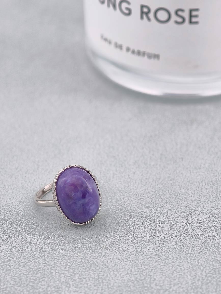 Natural Purple Dragon Crystal Delicate Ring image