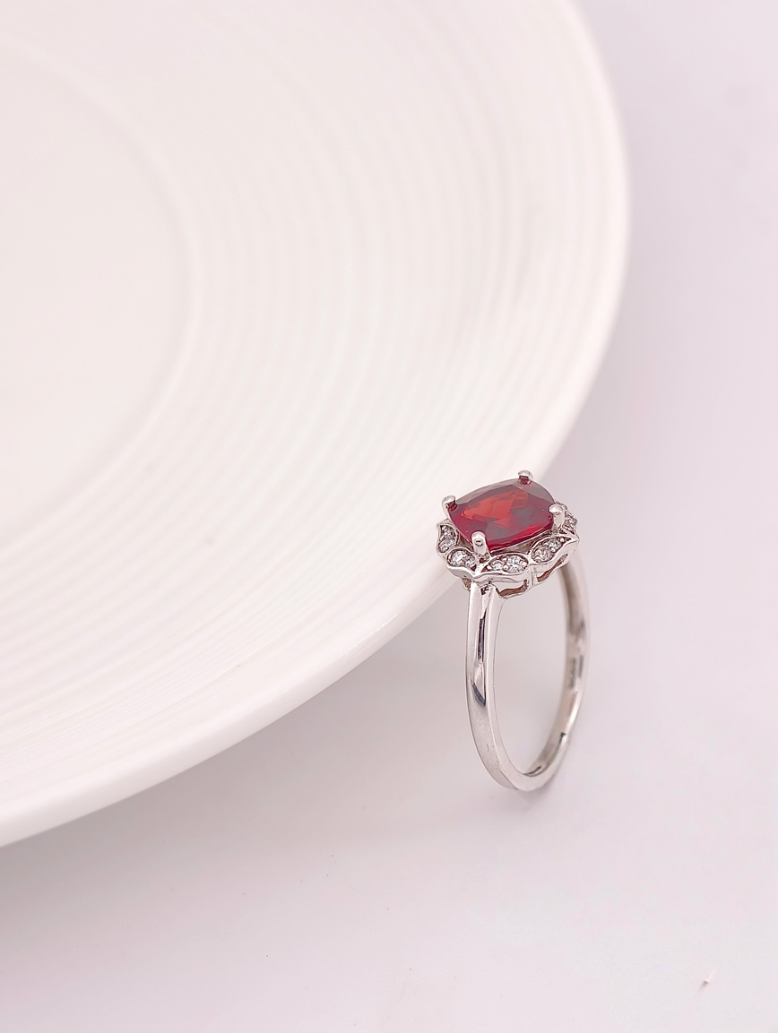 Natural Wine Red Garnet Design Ring image