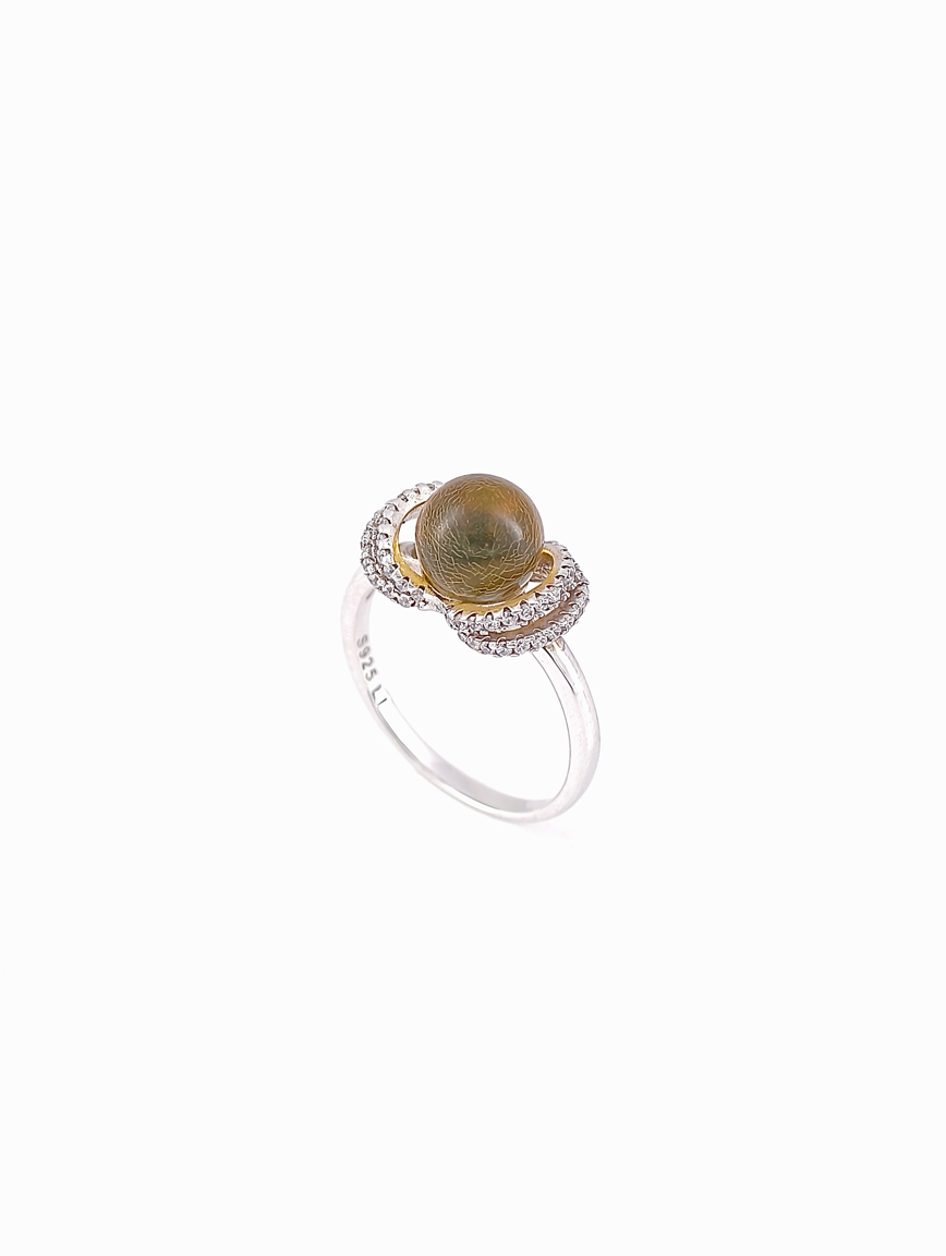 Gold Blue Amber Simple Ring