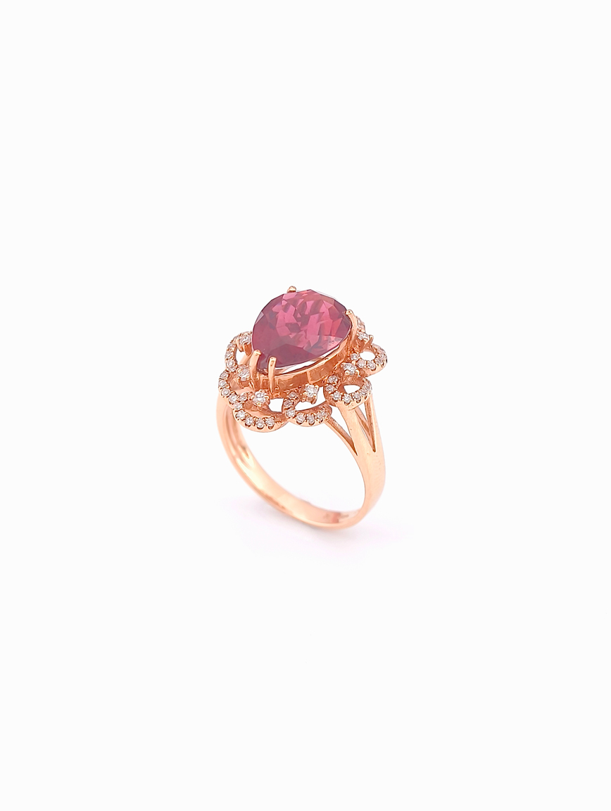 Natural Red Tourmaline Design Ring