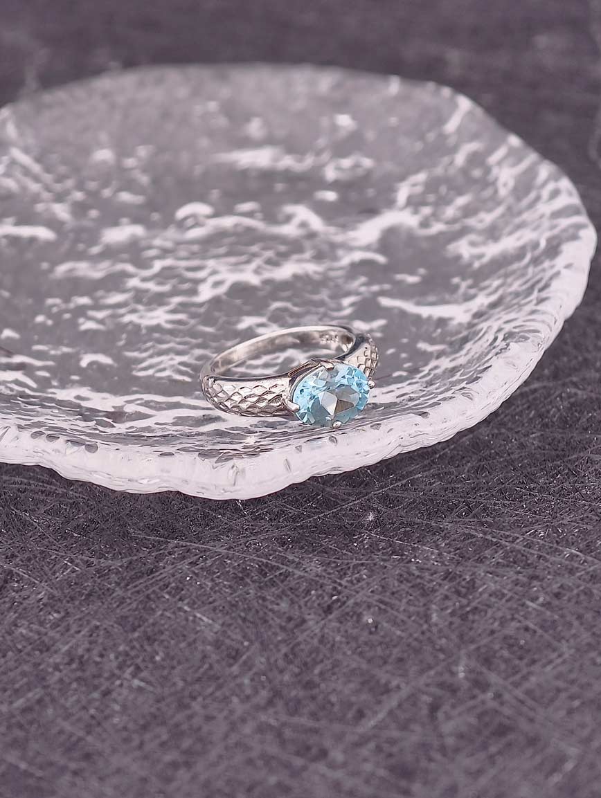 Natural Light Blue Topaz Ring