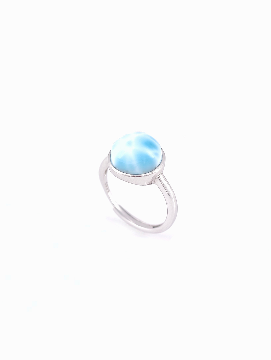 Top Quality Icy Larimar Sterling Silver Ring