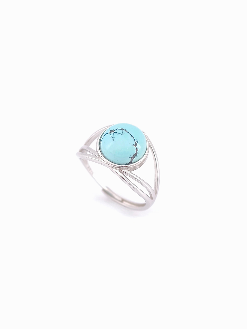 Natural Raw Mineral High Porcelain High Blue Turquoise Design Ring