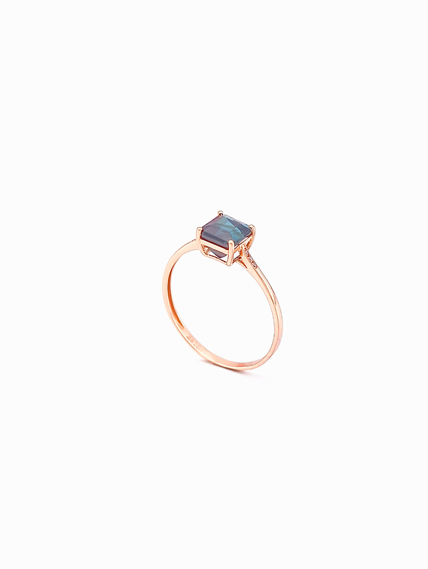 Natural Square Blue Tourmaline Ring