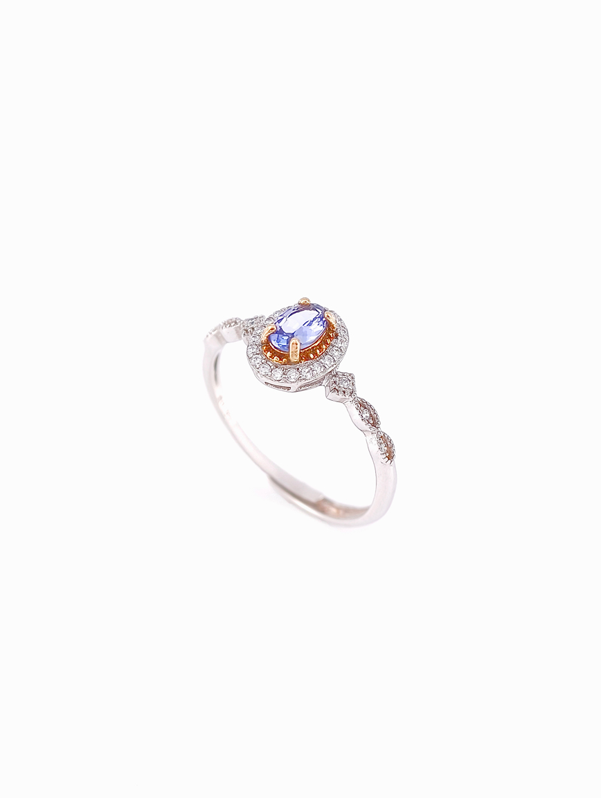 Natural Sterling Silver Gold Plated Tanzanite Ring