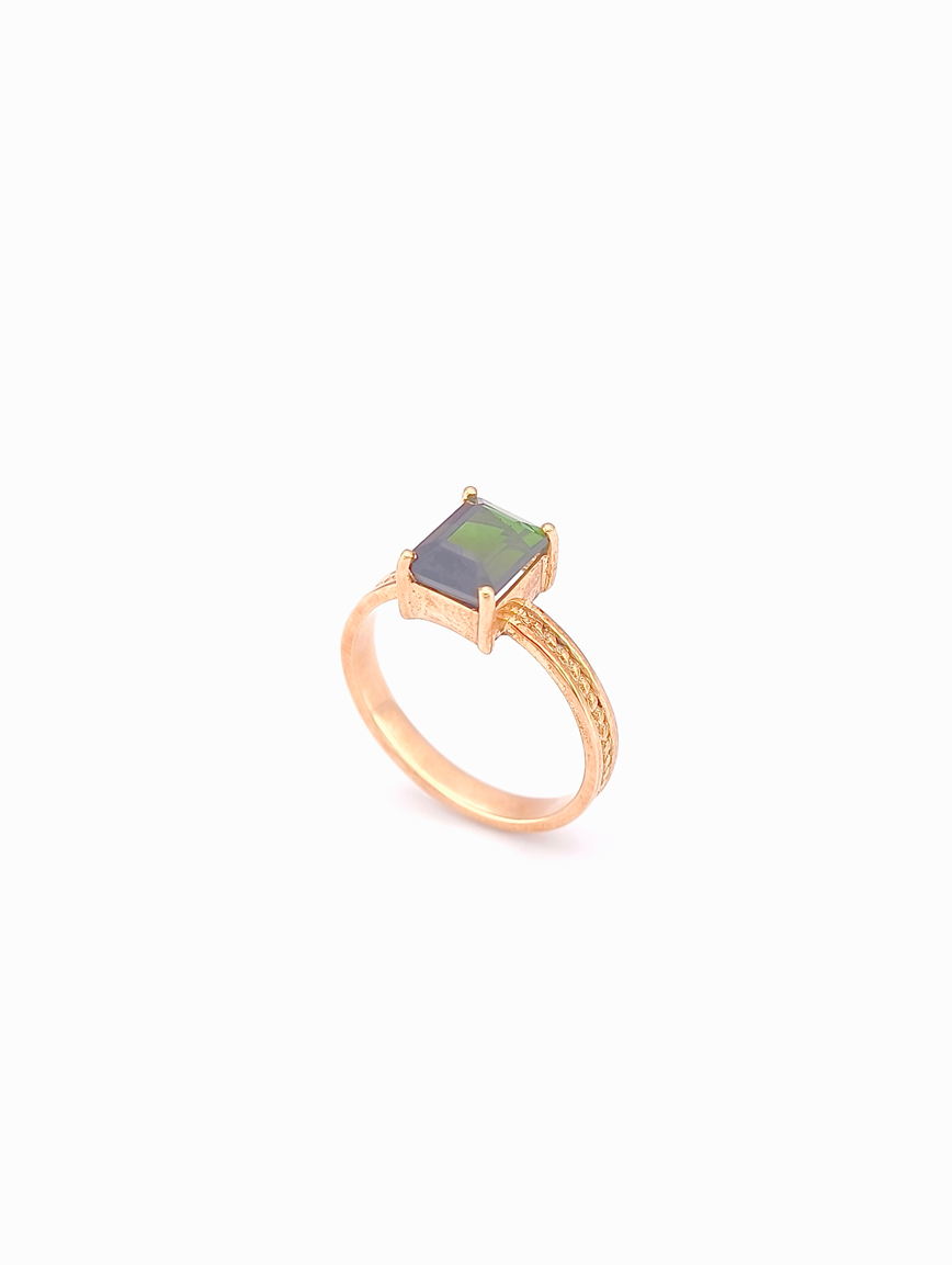 Natural Square Green Tourmaline Ring