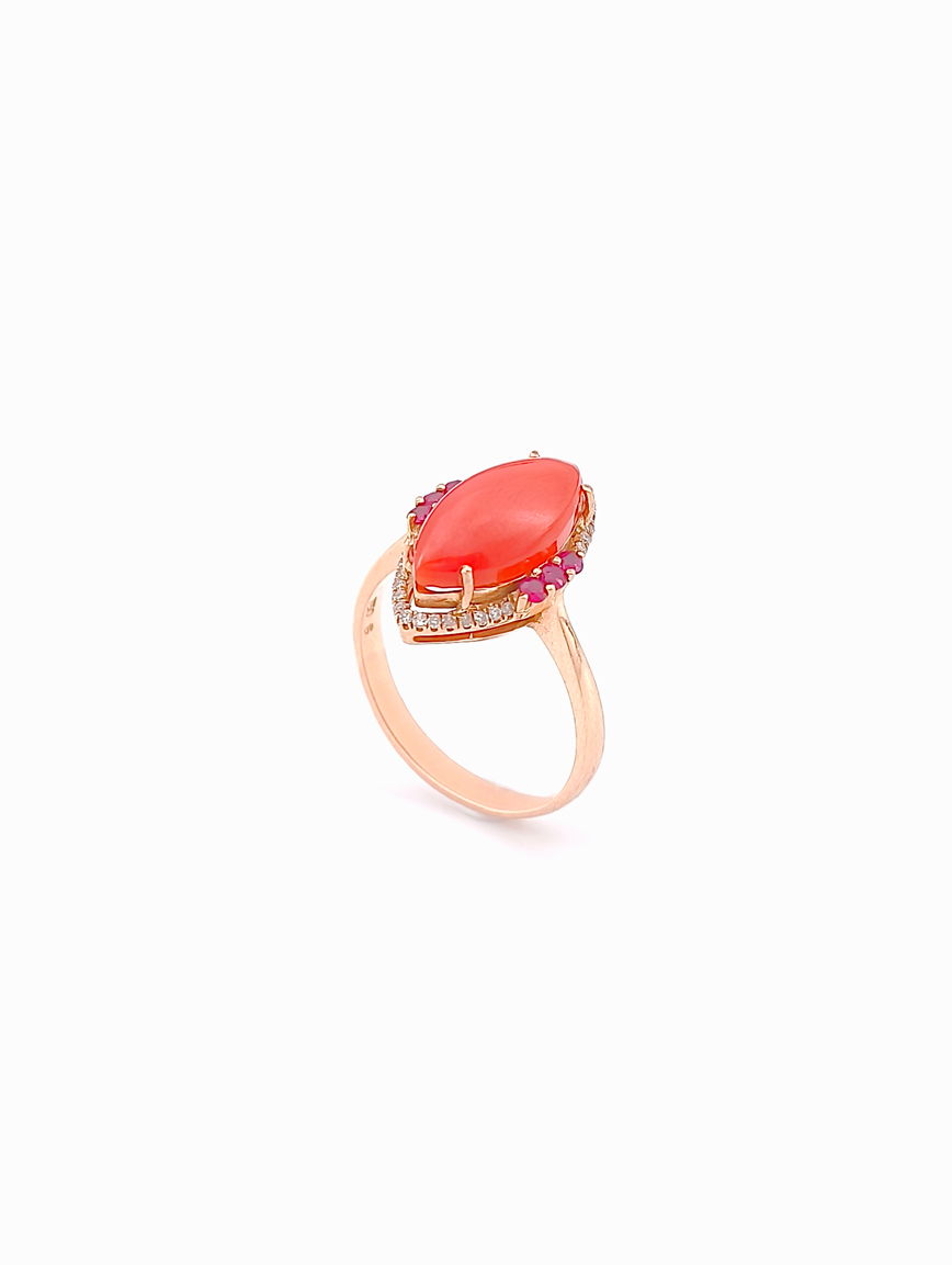 Natural Red Coral Ring