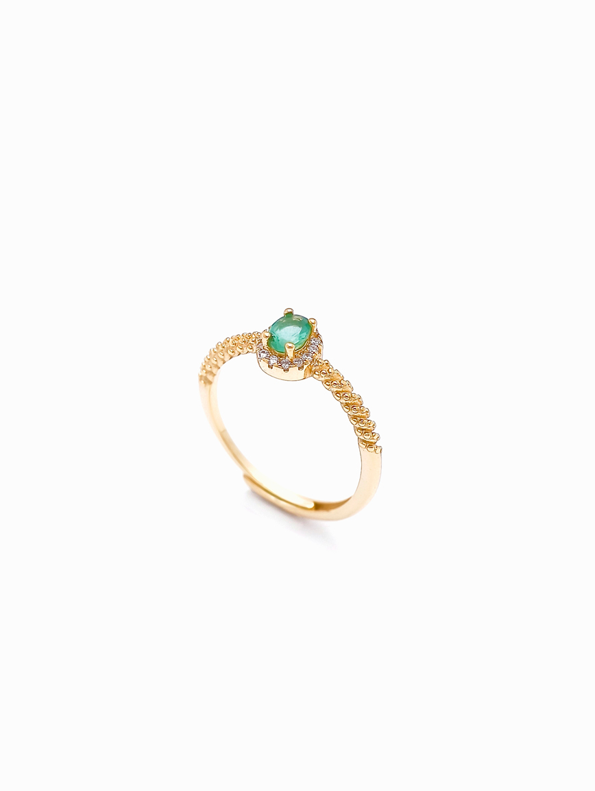 Emerald Sterling Silver Gold Plated Ring