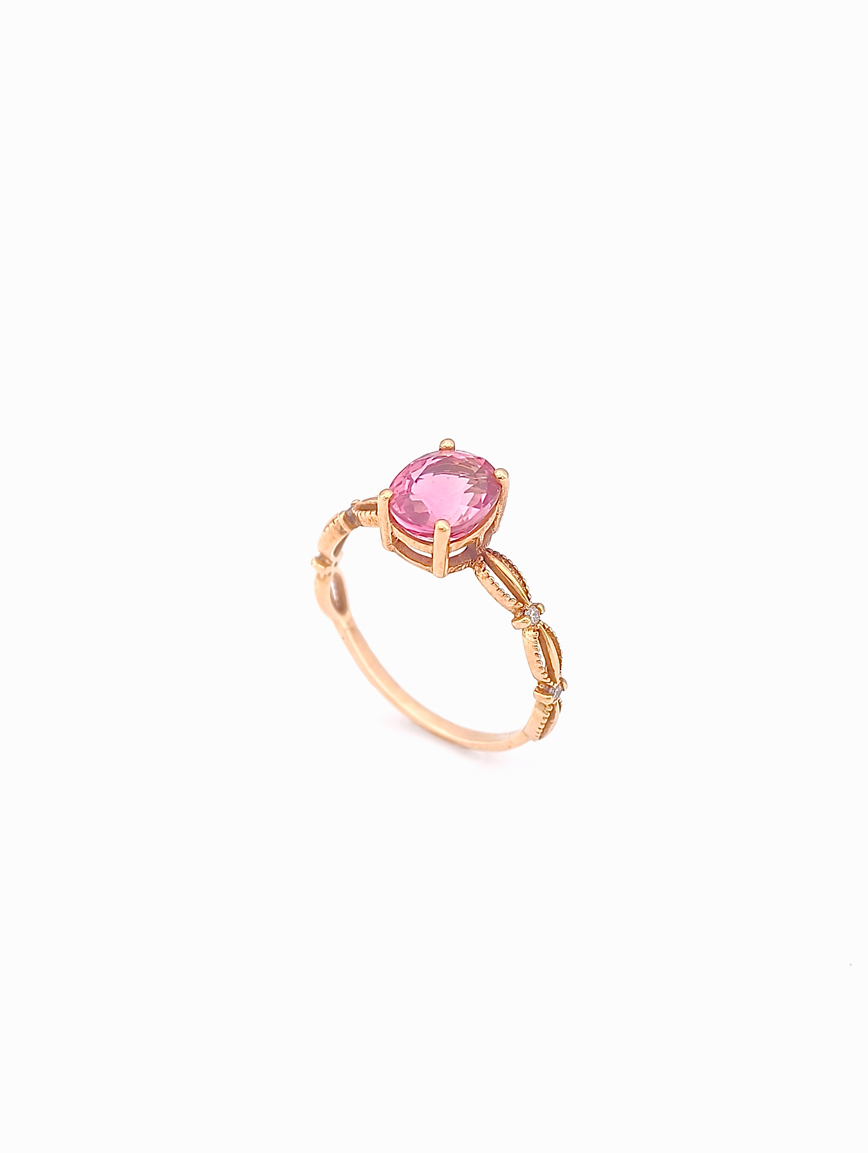 Oval Pink Tourmaline Design Ring