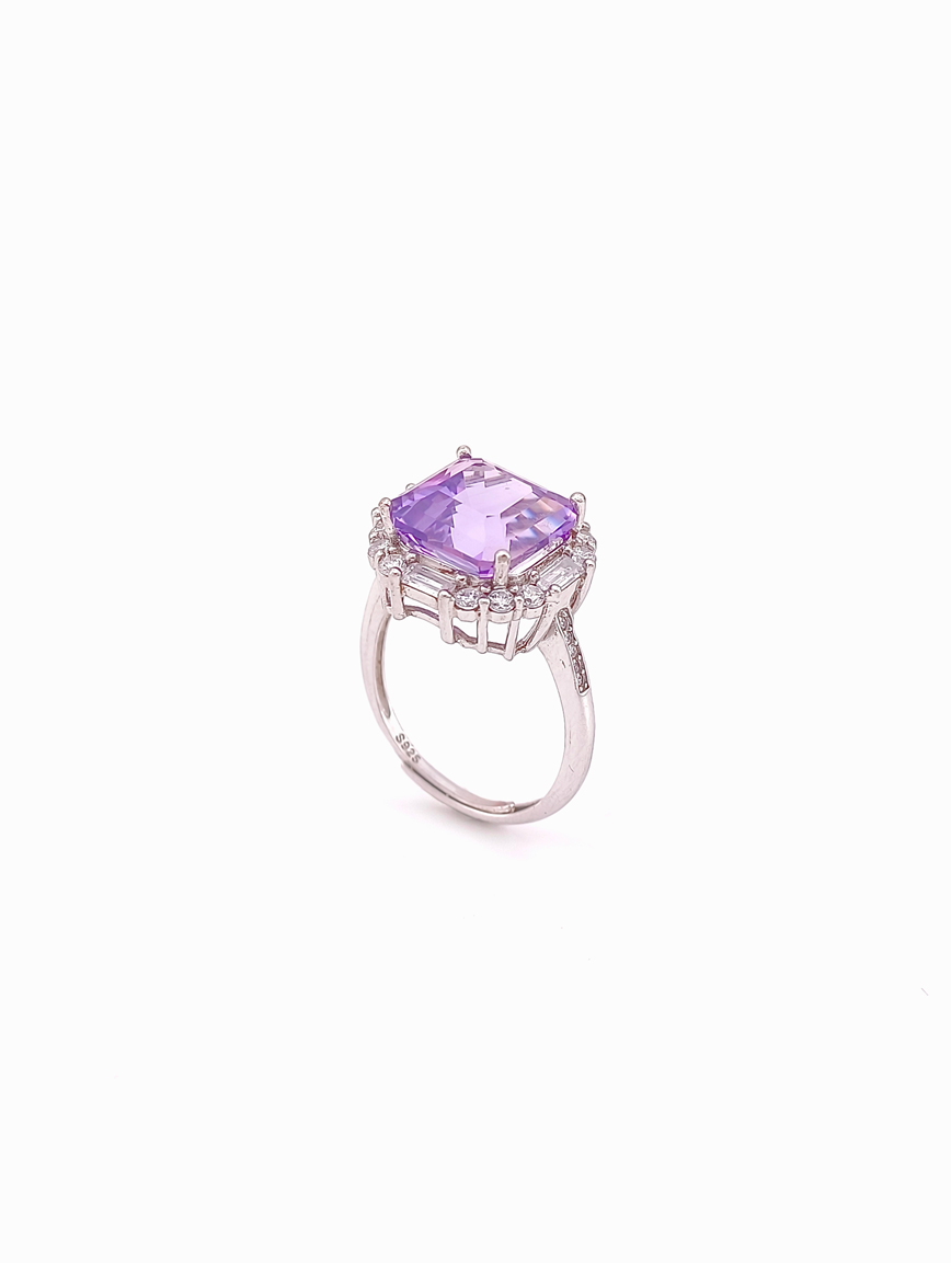 Natural Square Amethyst Ring