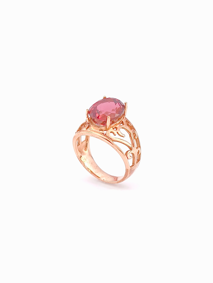 18k Gold Inlaid Oval Tourmaline Ring