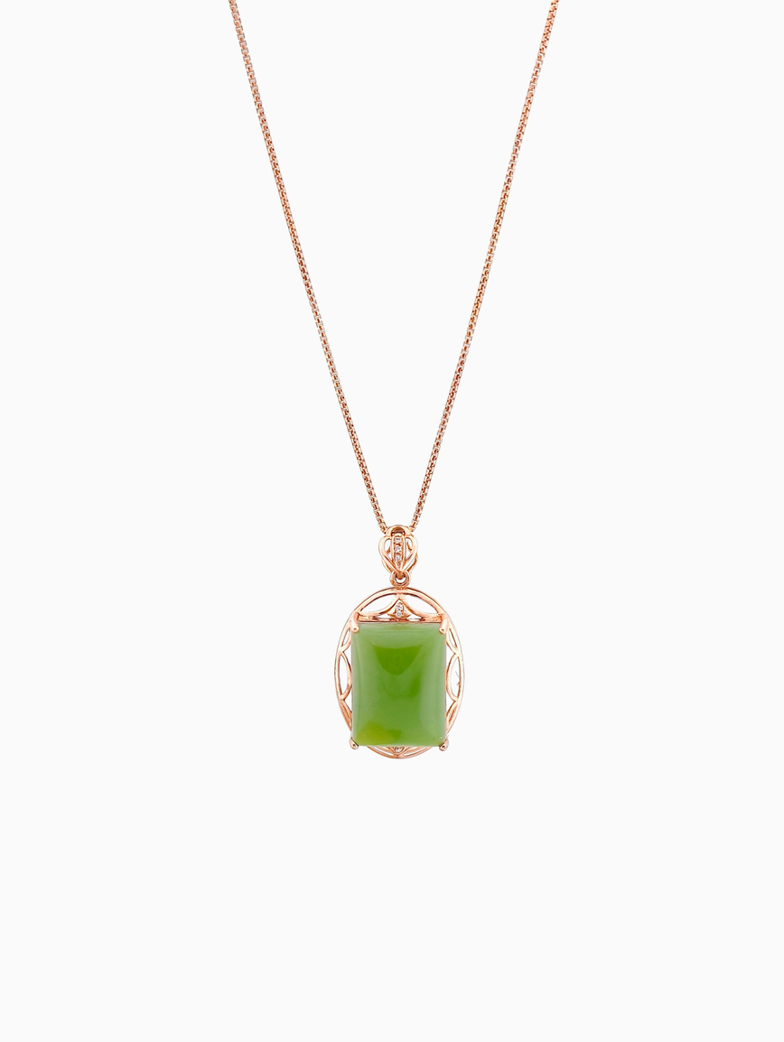 18K Gold Jasper Delicate Style Pendant