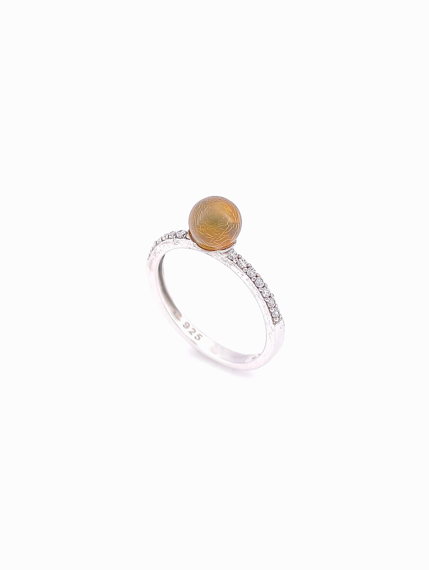 Natural Mexican Gold Blue Amber Ring